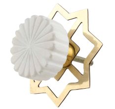 Round White Stone Floral Pattern Cabinet Knobs